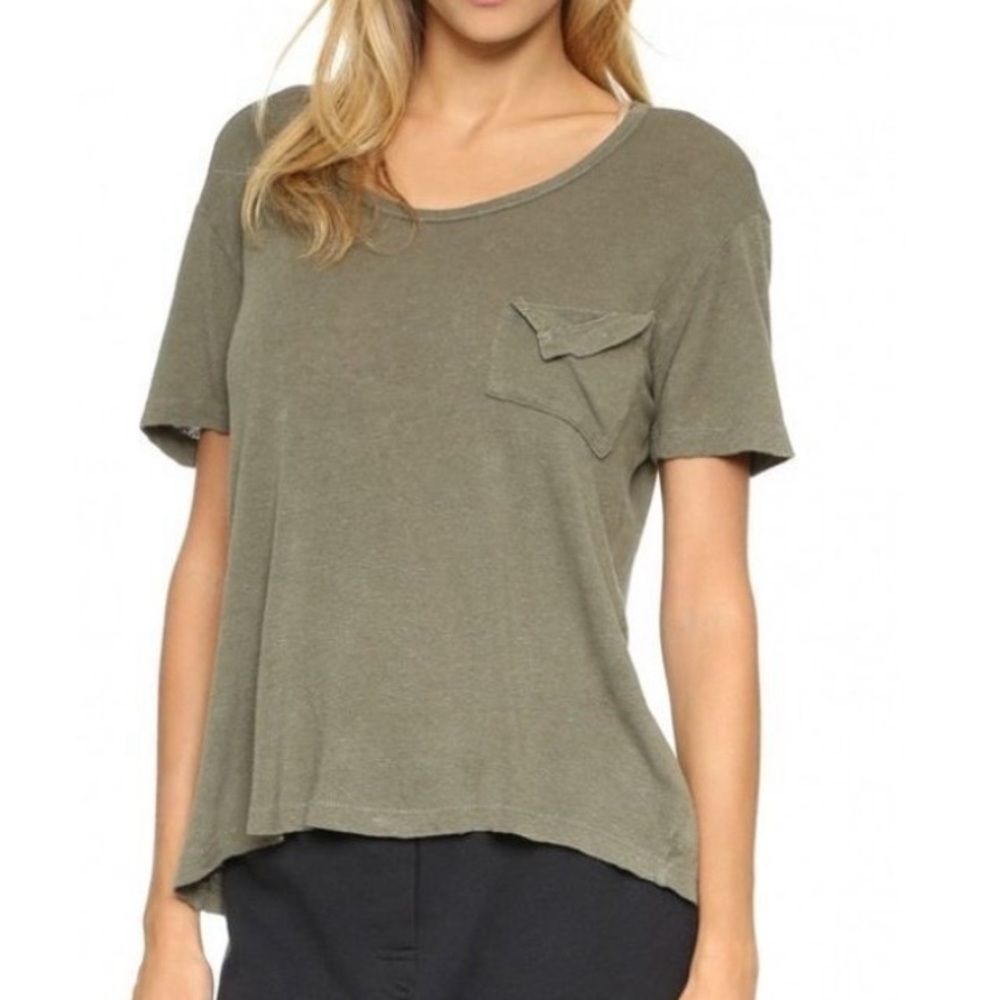 Revolve LNA Short Sleeve Torn Pocket Tee T-shirt Oversized Scoop Neck Black XS